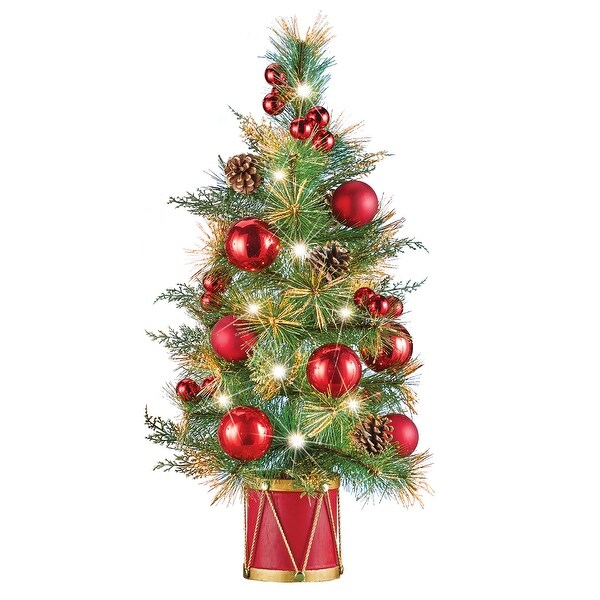 2Foot Lighted Tabletop Christmas Tree with Ornaments