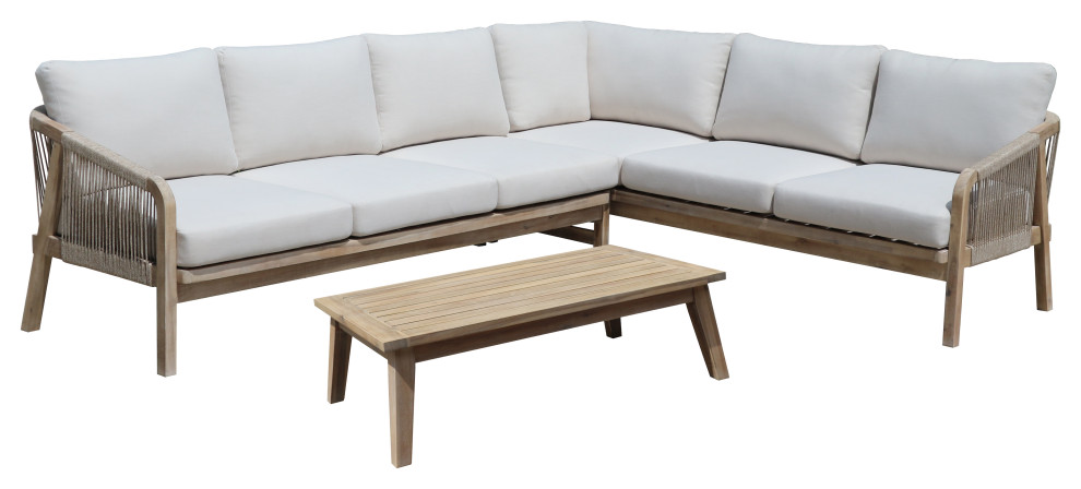 Lola 3 Piece Secational  Beige   Beach Style   Living Room Furniture Sets   by Pangea Home  Houzz