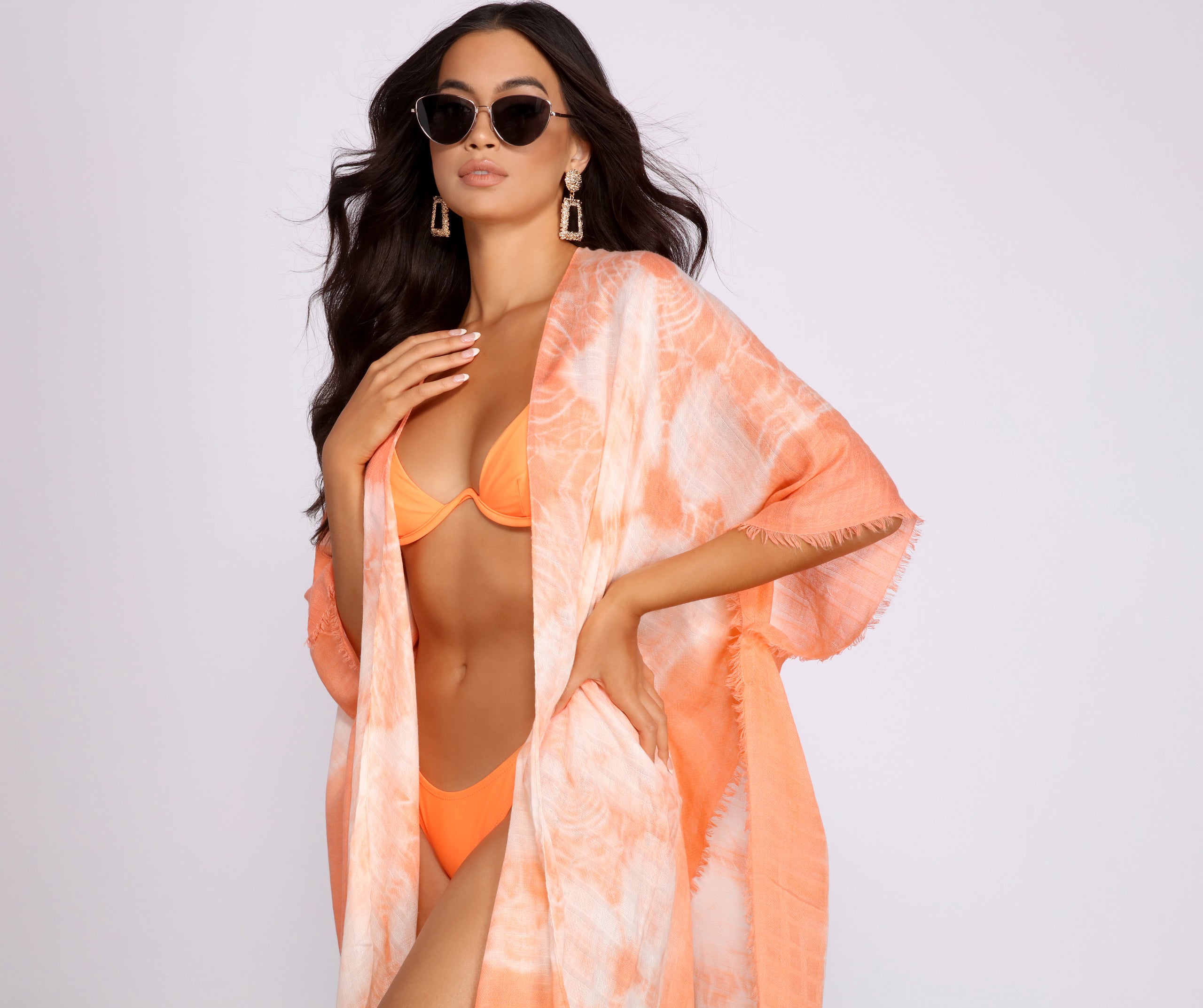 Color Splash Tie Dye Tie Front Kimono