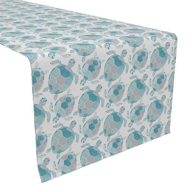 Table Runner， 100% Polyester， 14x108， Tropical Turtles