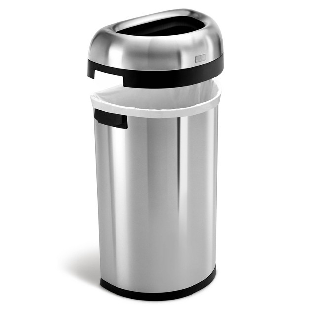 Simplehuman 60l Semi Round Open Trash Can Brushed Stainless Steel