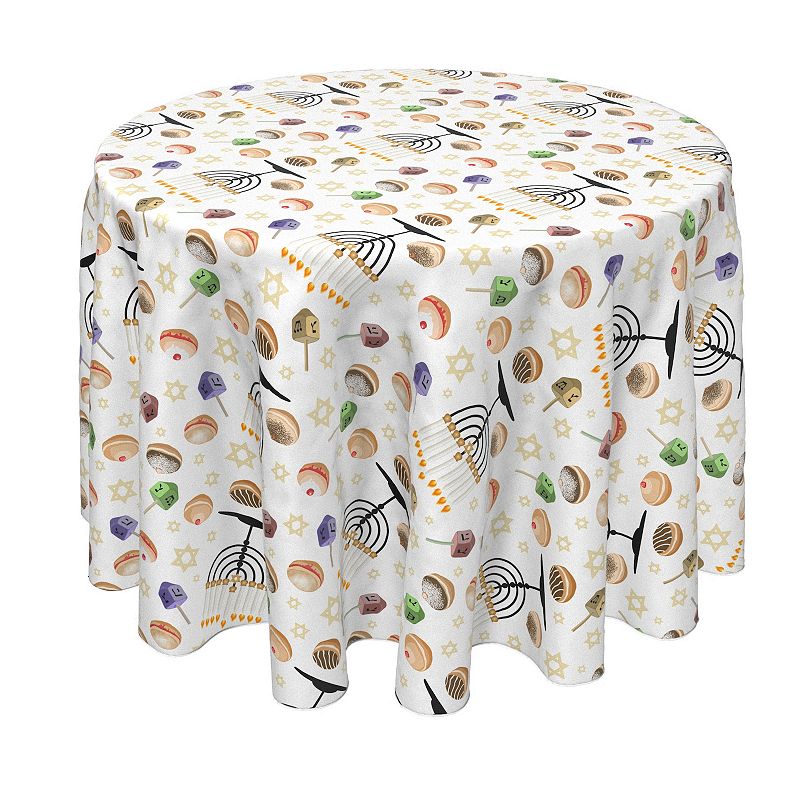 Round Tablecloth， 100% Polyester， 70 Round， Candelabrum Cartoon