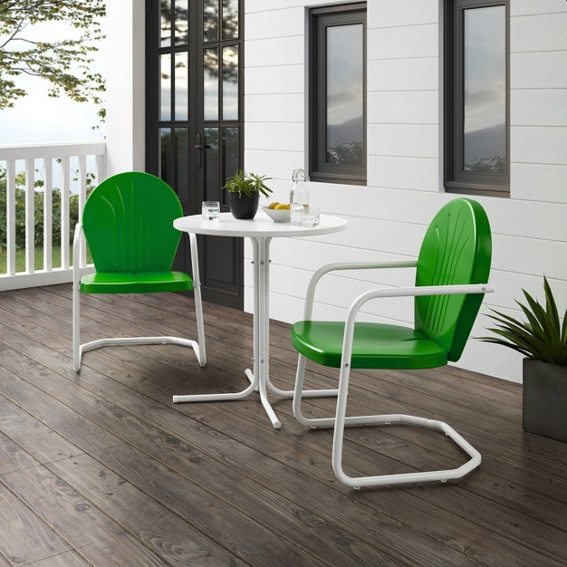 Griffith 3pc Outdoor Bistro Set With Table amp 2 Chairs Green Crosley