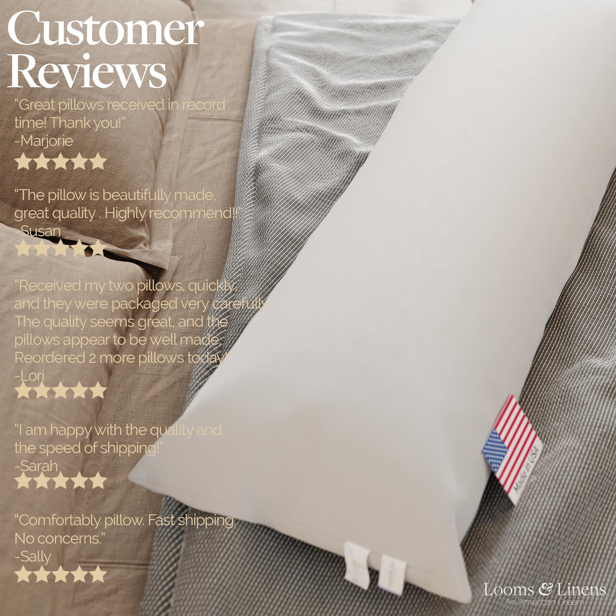 Looms & Linens Full Body Pillow for Adults Elderly and Pregnant Woman Down Alternative Plush Filling - Long Pillow Posture and Spine Support for Rem Sleep Pillow Medium 20 x 54 inch 1 Pack