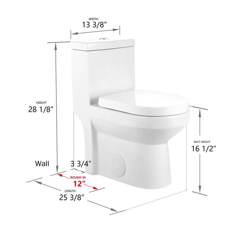 DEERVALLEY DeerValley Liberty 12 in. Rough in Size 1-Piece 0.81.28 GPF Dual Flush Elongated Toilet in White Seat Included DV-1F52812