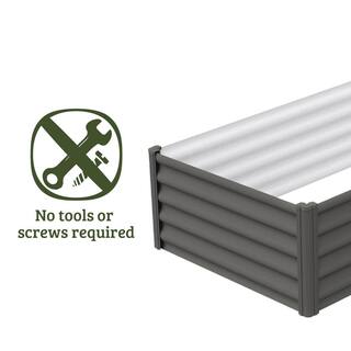 THE ORGANIC GARDEN CO. 78 in. L x 39.3 in. W x 16 in. H Woodland Gray Galvanized Metal Raised Garden Bed AB1301