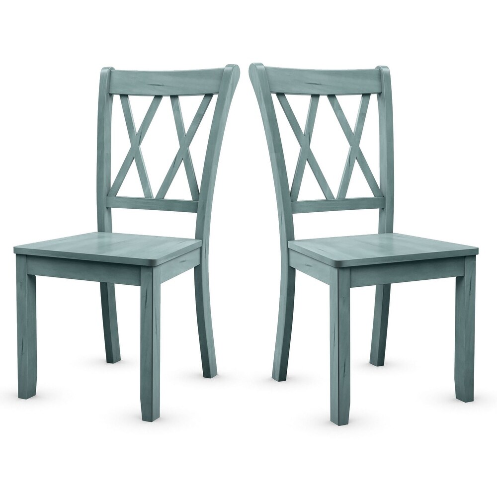 Set of 2 Dining Chairs Rubber Wood Dining Room Side Chair Mint Green