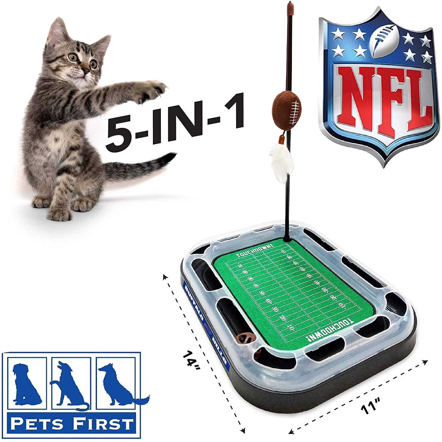 NFL Buffalo Bills Cat Scratcher Toy with Catnip Plush and Feather Cat and Kitty Toy