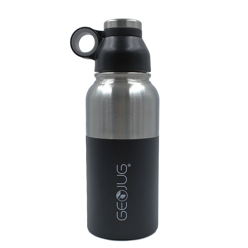 Brentwood GeoJug 40oz Stainless Steel Vacuum Insulated Water Bottle， Black