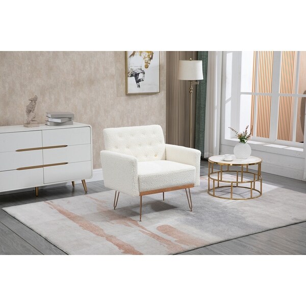 Accent Chair Leisure Single Sofa Chair with Rose Golden Feet Upholstered Side Chair Arm Club Leisure Reading Chair