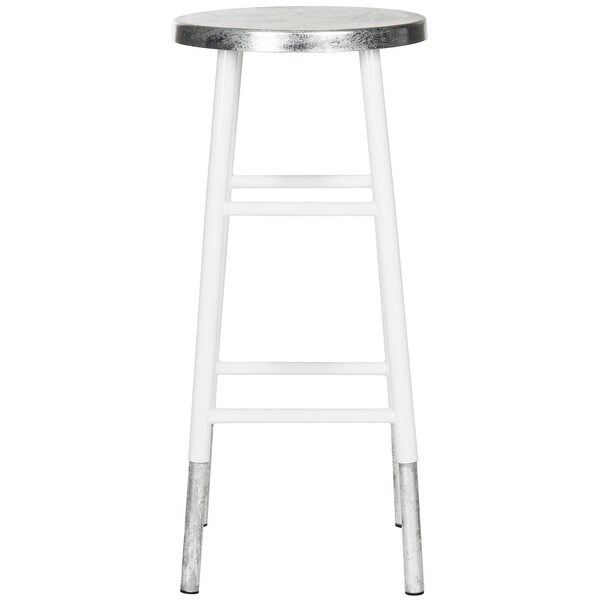 SAFAVIEH 30 -inch Kenzie Silver Dipped White / Silver Barstool - 13.5