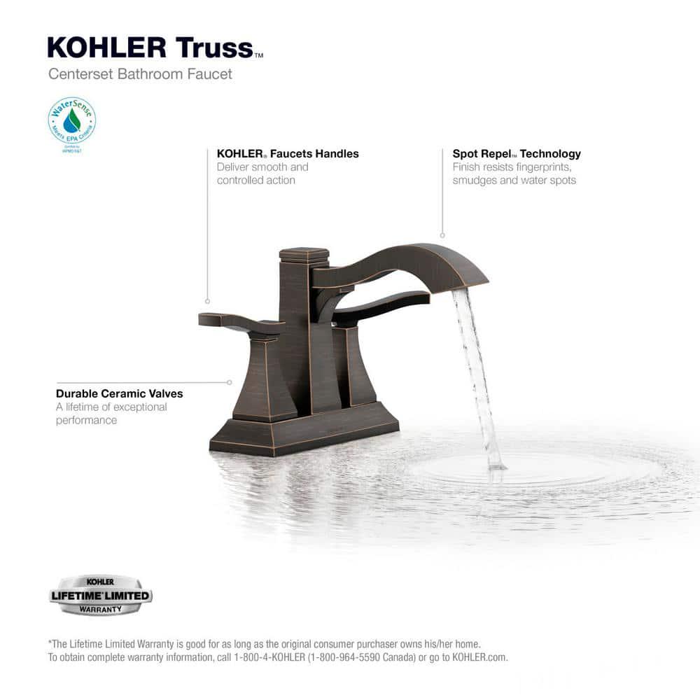 KOHLER Truss 4 in Centerset 2Handle Bathroom Faucet in OilRubbed Bronze