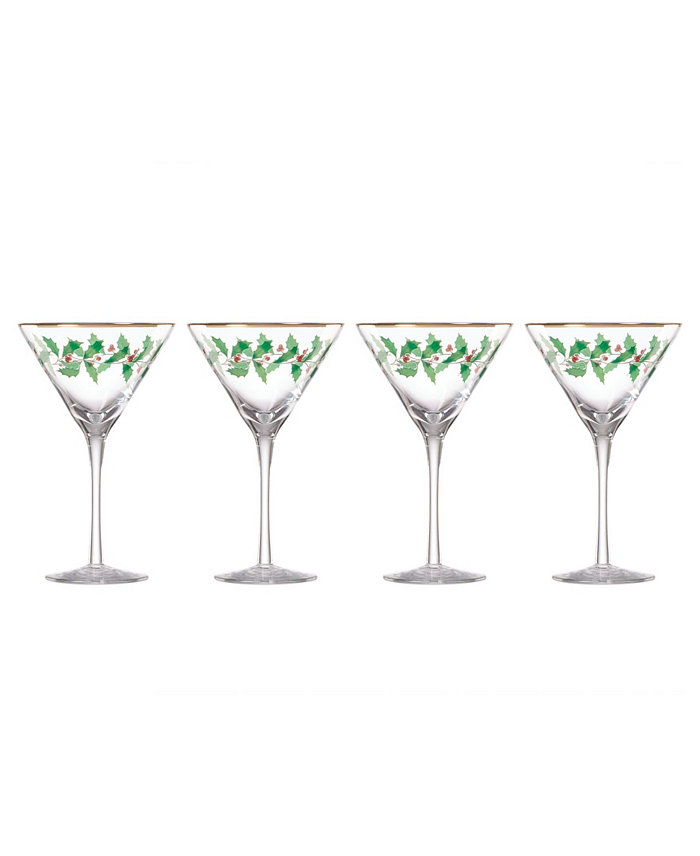 Lenox Holiday Decal Martini Glass Set of 4