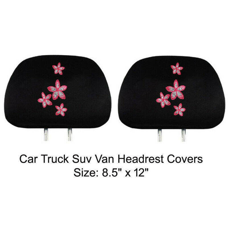 Set of 2(Two) Universal Fit Truck Car Seat Headrest Covers - Pink Spring Flowers