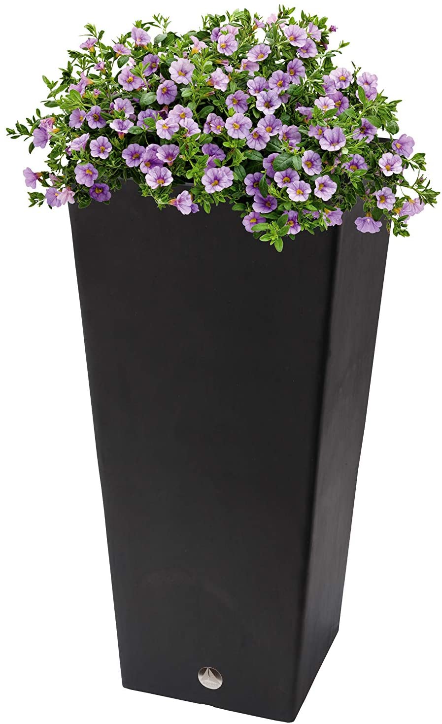 Algreen Valencia Square Tapered Pot Planter w/ Elevated Shelf, Black Marble, 28"