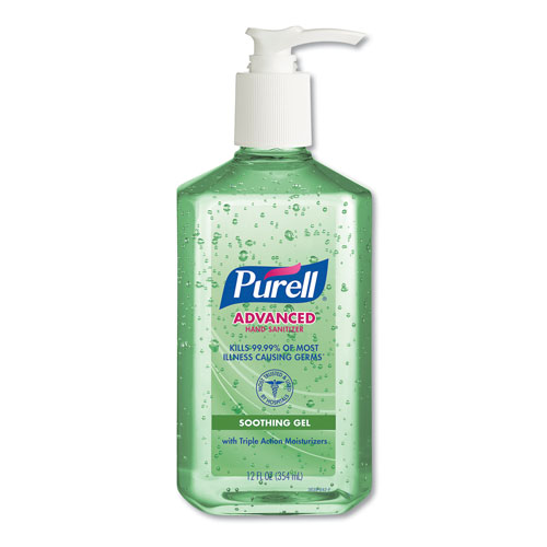 Gojo Purell Advanced Hand Sanitizer Soothing Gel | Fresh Scent with Aloe and Vitamin E， 12 oz Pump Bottle | GOJ363912