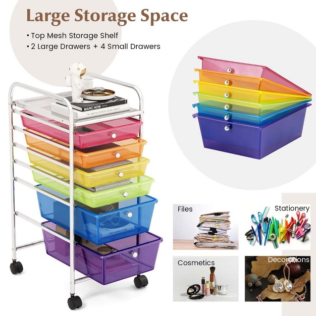 Costway 6 Drawer Rolling Storage Cart Tools Scrapbook Paper Office School Organizer Colorful