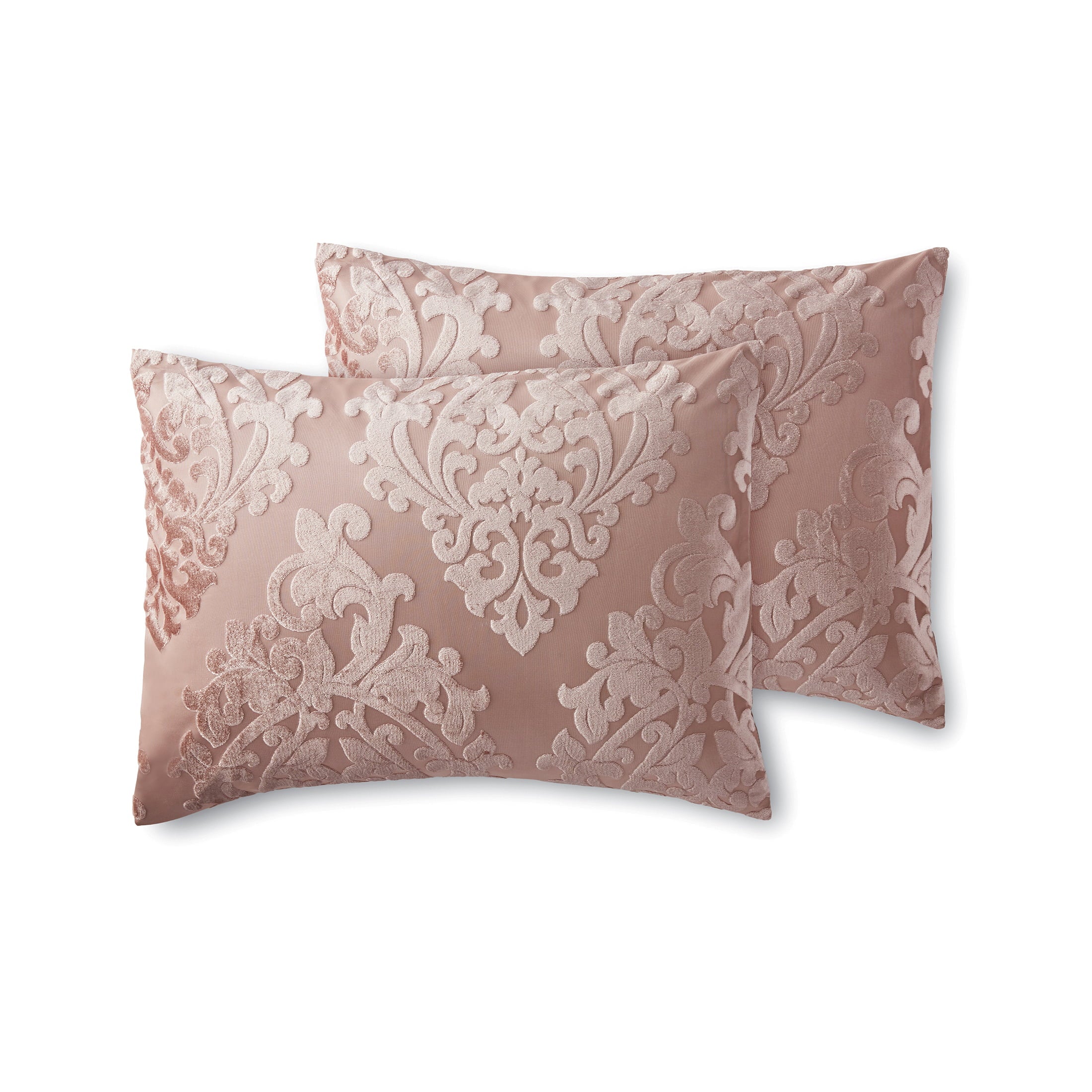 Mainstays Armin 7-Piece Rose Gold Damask Polyester Comforter Set， Full/Queen