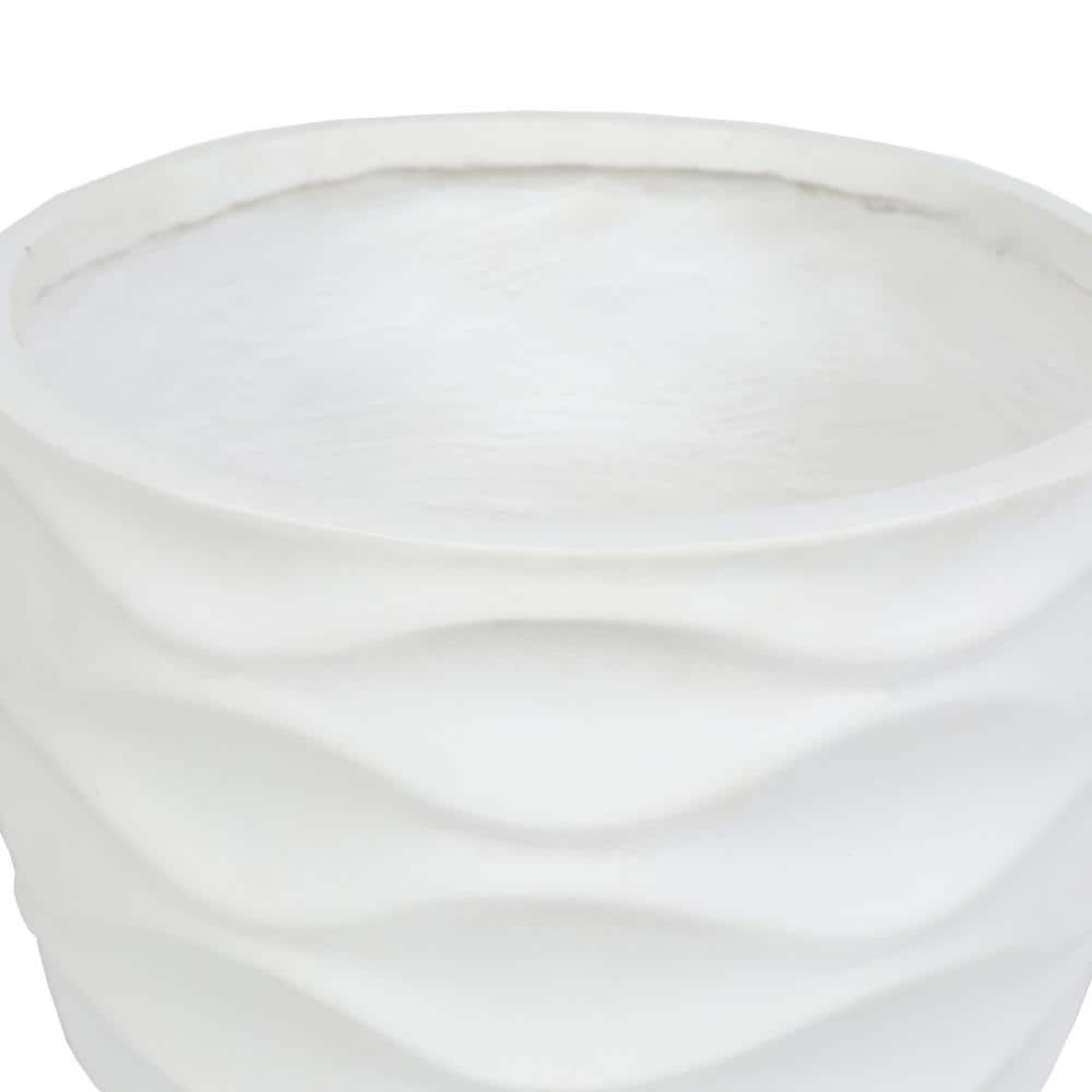 Luxen Home White Wavy Design MgO Planter Large WHPL634