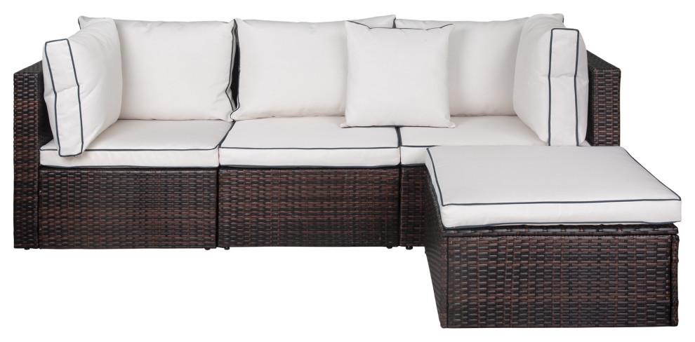 WestinTrends 4PC Outdoor Patio Sofa Sectional Set With Plush Cushions   Tropical   Outdoor Sofas   by WestinTrends  Houzz