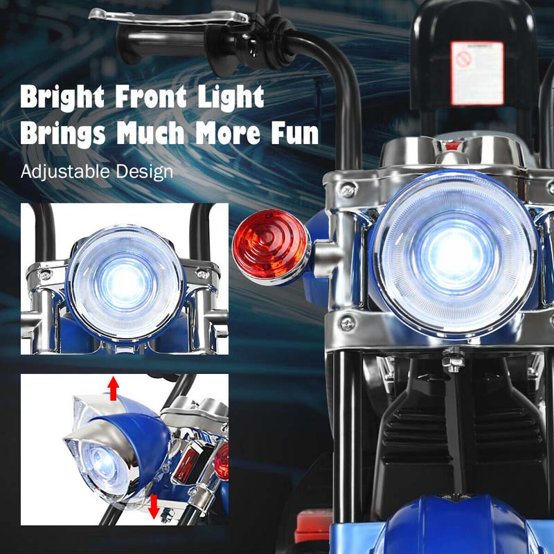 3 Wheel Kids Ride on Chopper-Style Motorcycle, 6V Battery Powered Kids Motorbike Trike Toy with Horn & Headlight