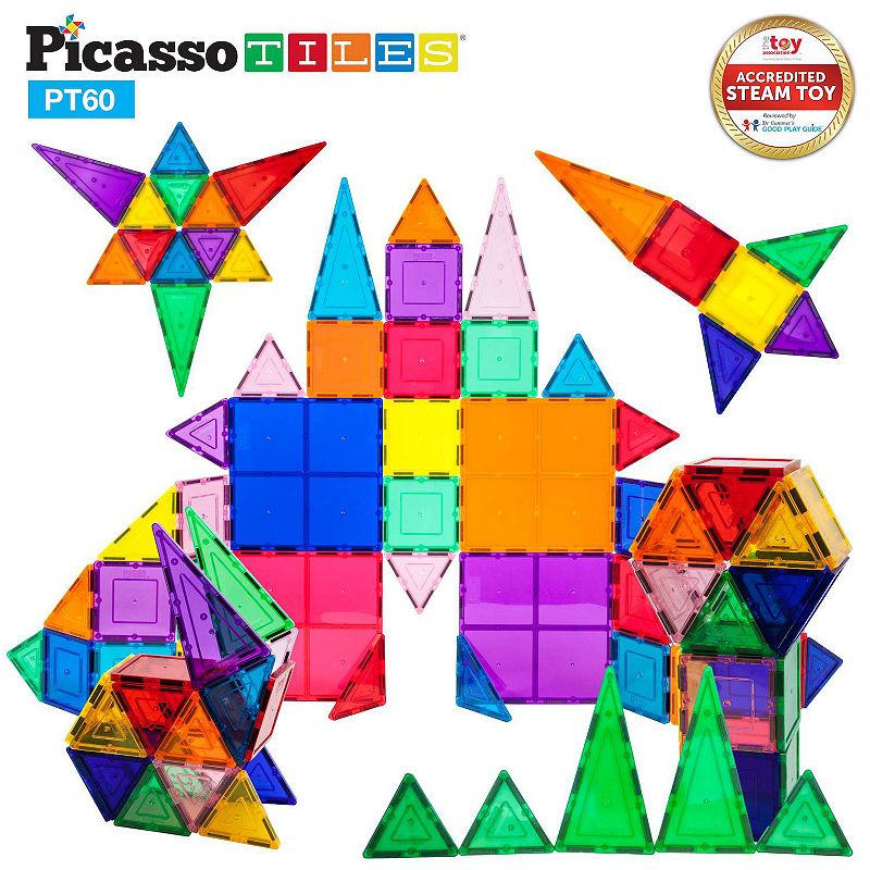 60pc Magnetic Building Block Tile Set