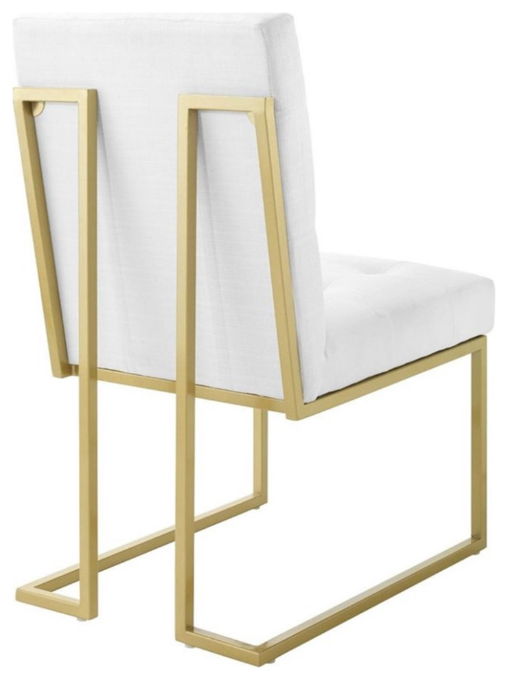 Pemberly Row Upholstered Dining Accent Chair in Gold and White (Set of 2)   Contemporary   Dining Chairs   by Homesquare  Houzz