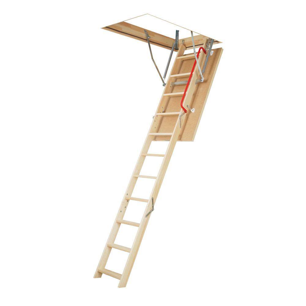 Fakro LWP-L 8 ft. 8 in. - 10 ft. 8 in. 22.5 in. x 54 in. Insulated Wood Attic Ladder with 300 lb. Maximum Load Capacity 66853