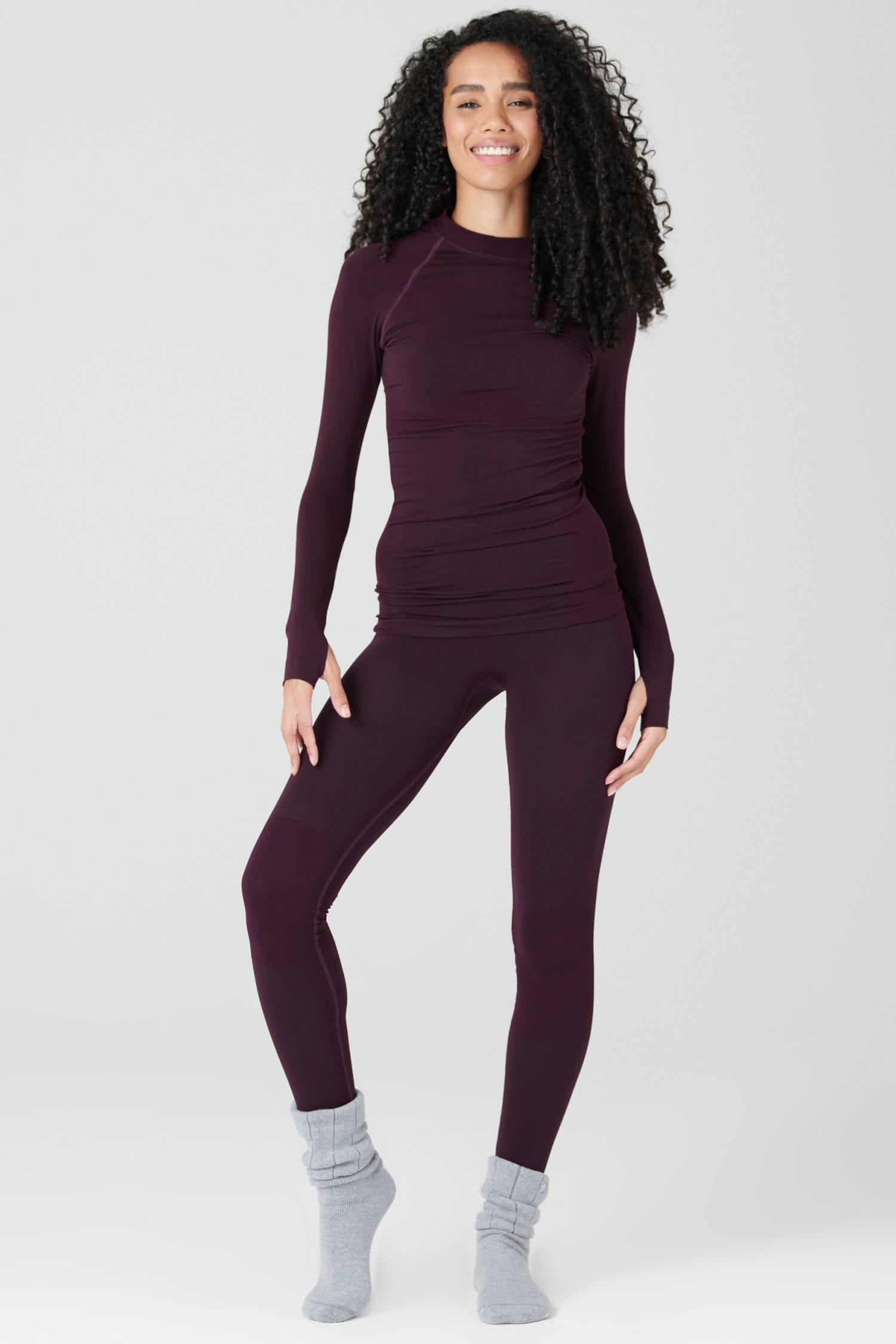 Thermal Seamless Base Layer Tights - Aubergine