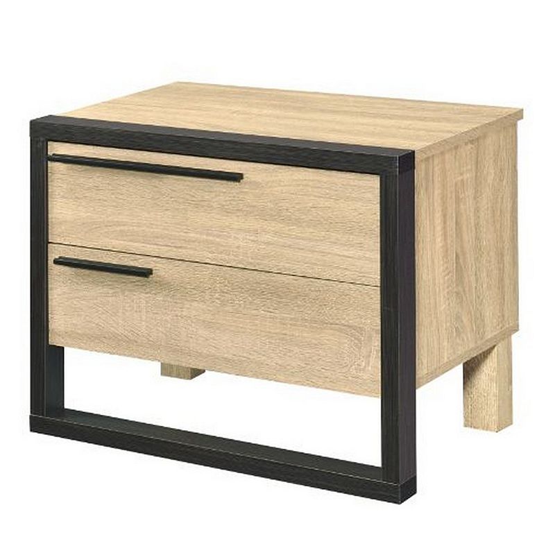 Accent Table with a Pull Out Tray and 2 Storage Drawers， Brown and Black