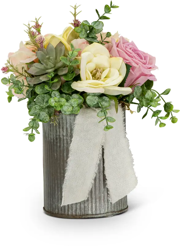 12 Inch Faux Pink Floral Succulent Arrangement