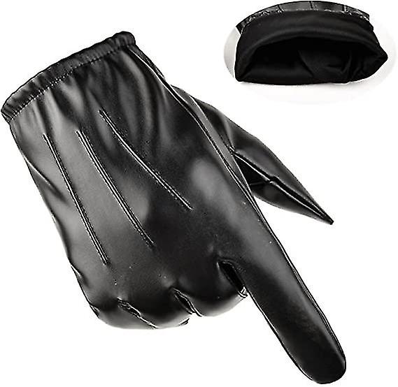 Women's Touchscreen Leather Gloves - Winter Warm Pu Leather Gloves Outdoor Driving2setblack