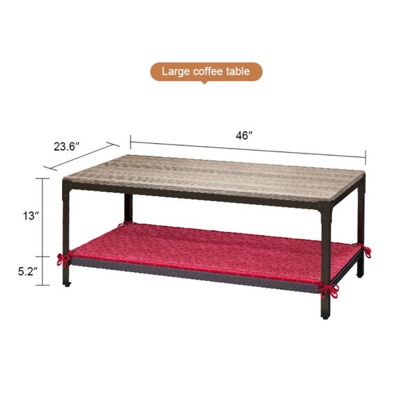 46 in.Rectangle Artificial wood board multi-function Coffee table with shelf