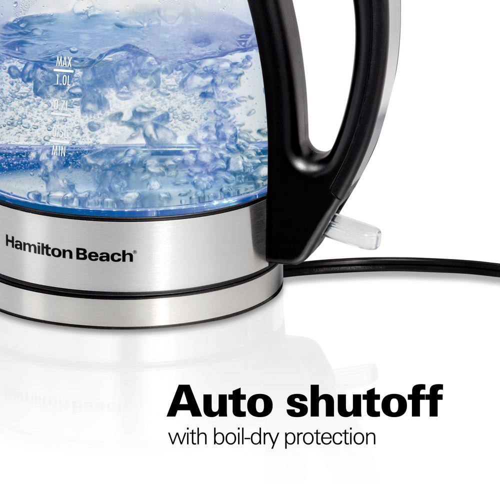 Hamilton Beach 4-Cups Glass Cord Free Electric Kettle 40930