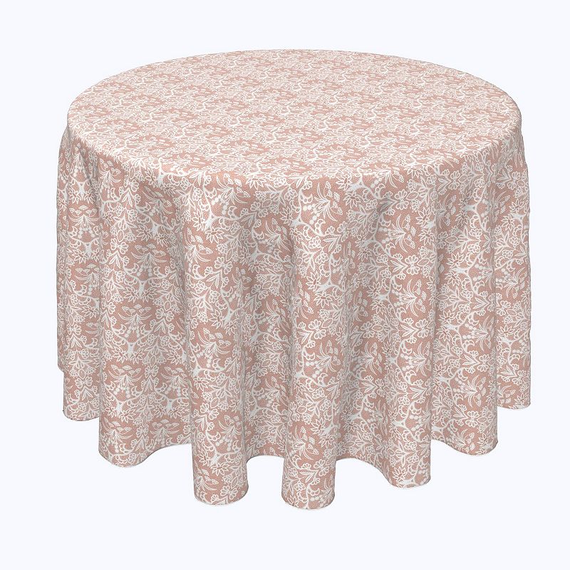 Round Tablecloth， 100% Polyester， 60 Round， Retro Patterned Lace