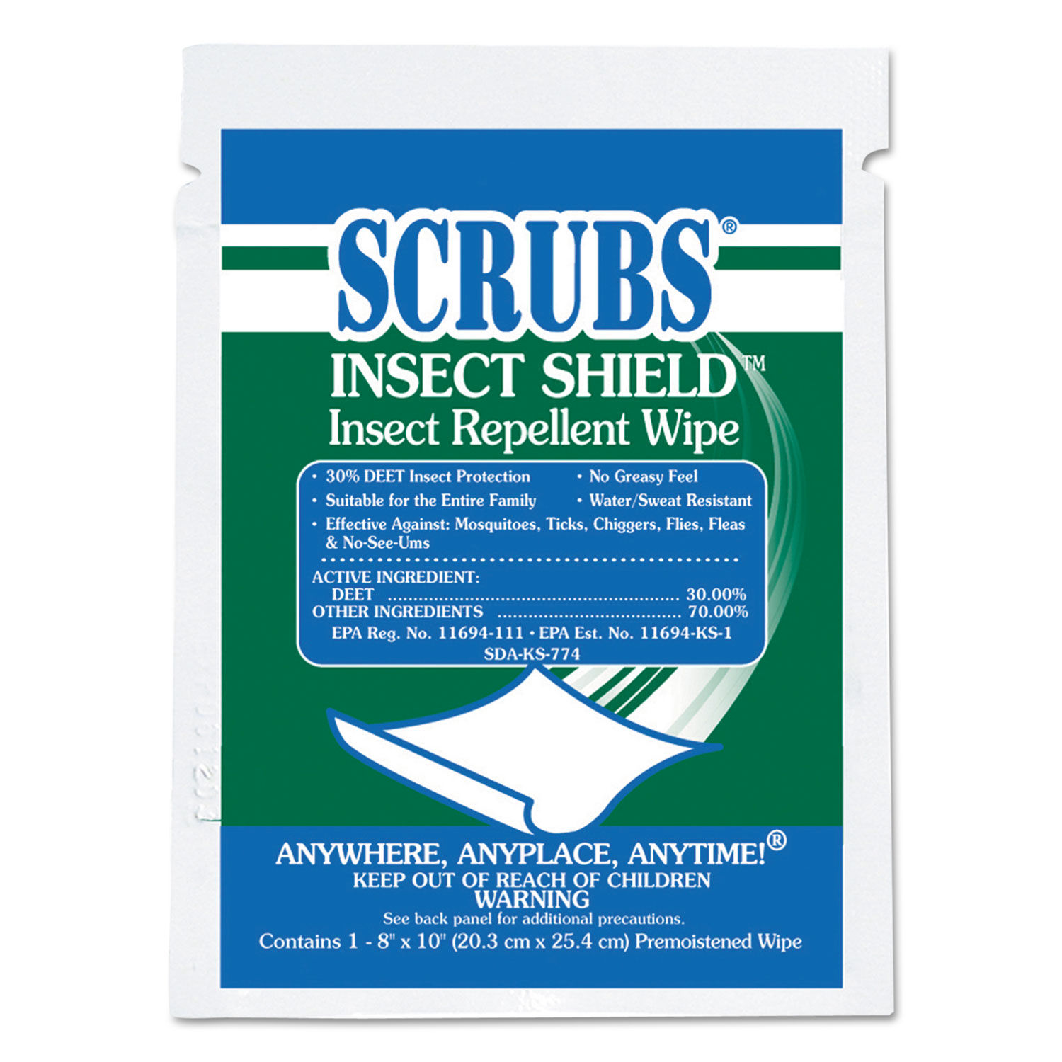 Insect Shield Insect Repellent Wipes by SCRUBSandreg; ITW91401