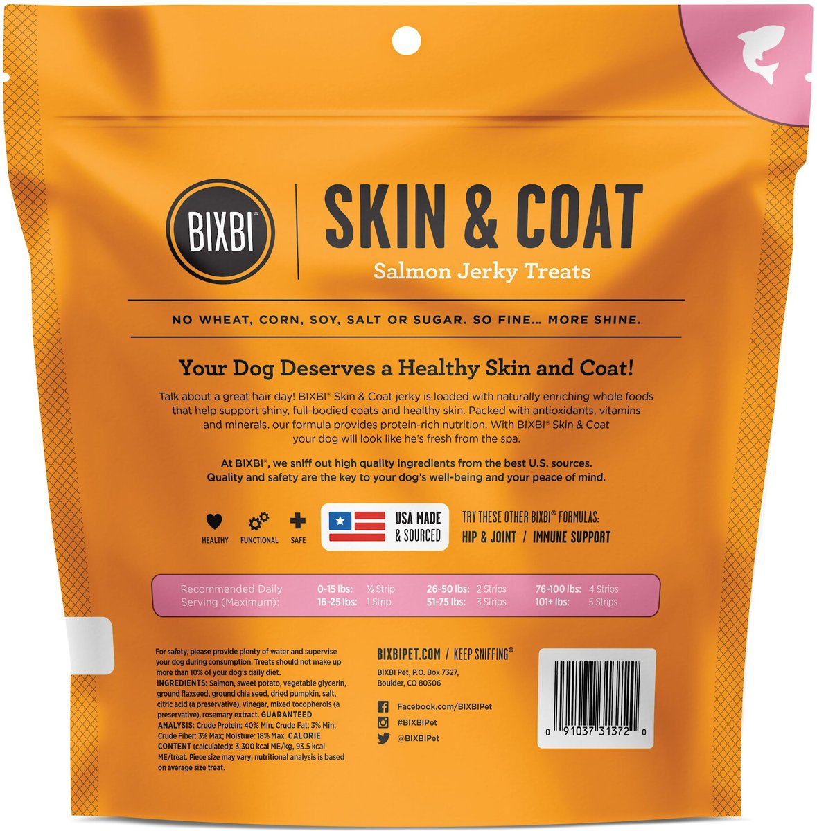 BIXBI Skin and Coat Salmon Jerky Dog Treats