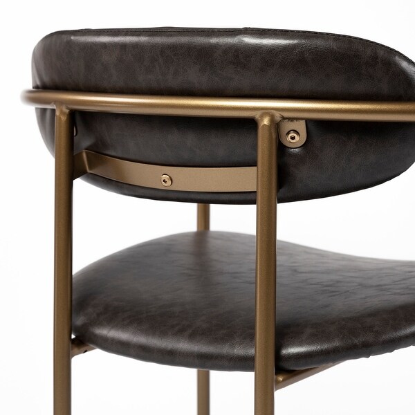 Parker Brown Faux Leather Seat w/Gold Metal Frame Bar Stool