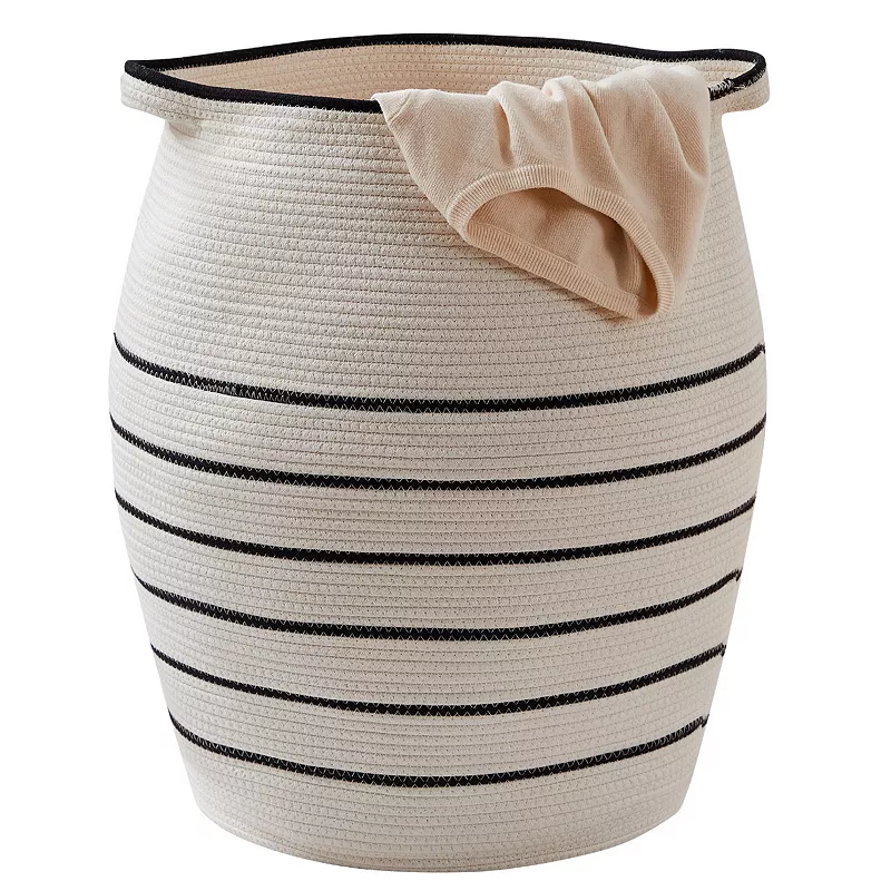 Ornavo Home Extra Large Woven Cotton Rope Tall 25 Height Laundry Hamper Basket with Handles