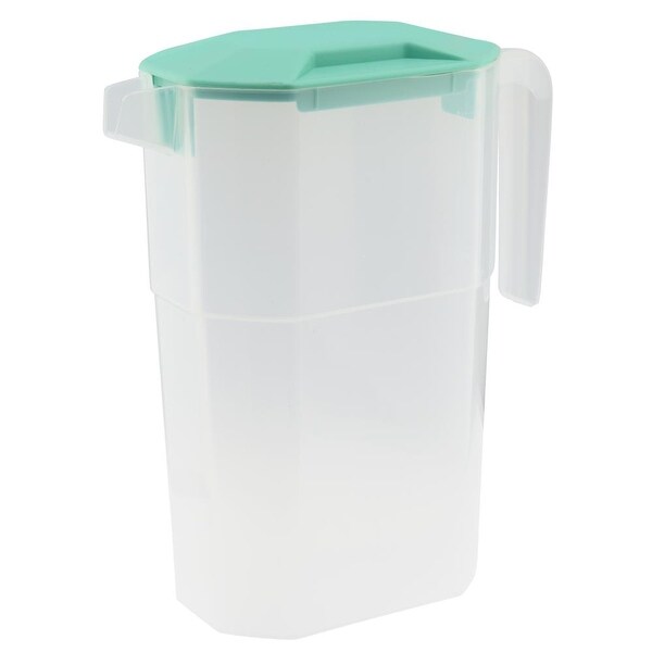 YBM Home Square Plastic Pitcher with 2 Strainers On Lid Clear 1.6 Liter， 35-1164 - 5.4x3.7x8.7