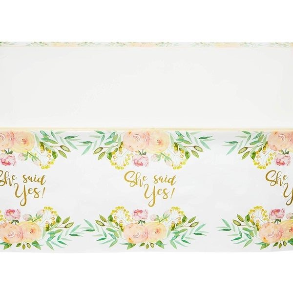 3 Pack Bridal Shower She Said Yes Party Tablecloth Table Cover， 54 x 108