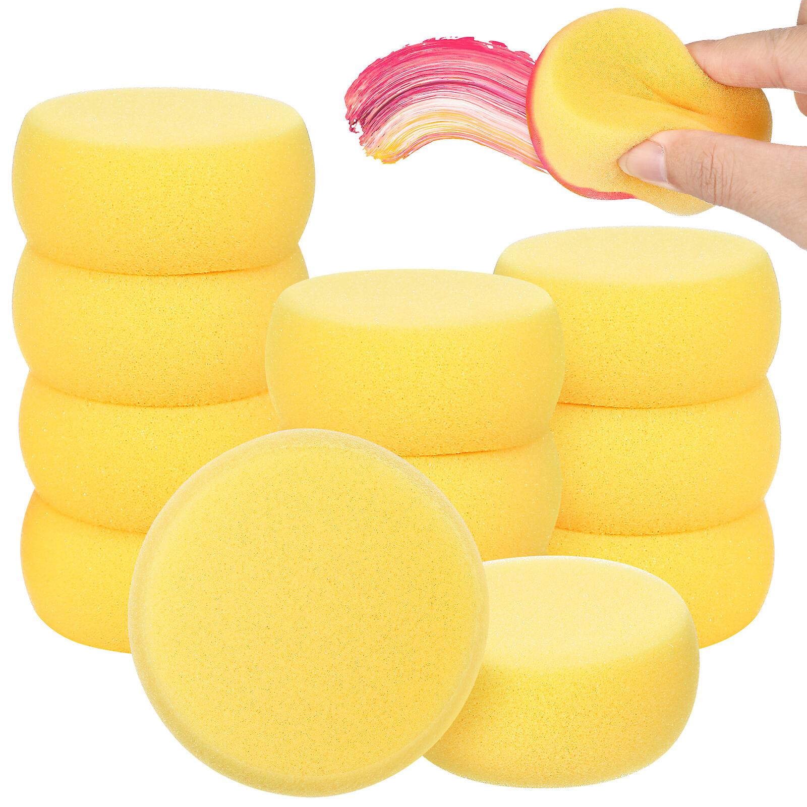 12pcs Round Synthetic Watercolor Artist Sponges For Painting Crafts Pottery (yellow)