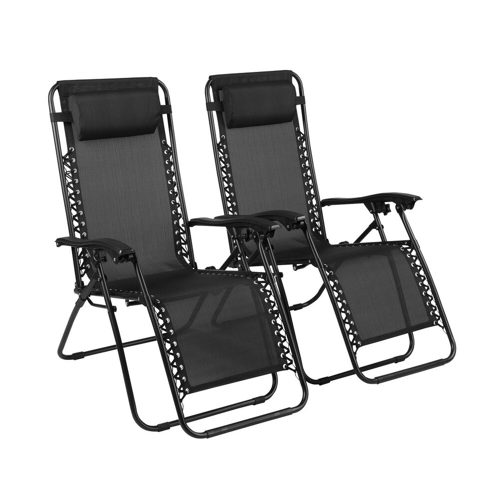 Zero Gravity Lounge Chairs Set of 2  Outdoor Patio Camping Reclining Lawn Chairs with Armrest  Headrest