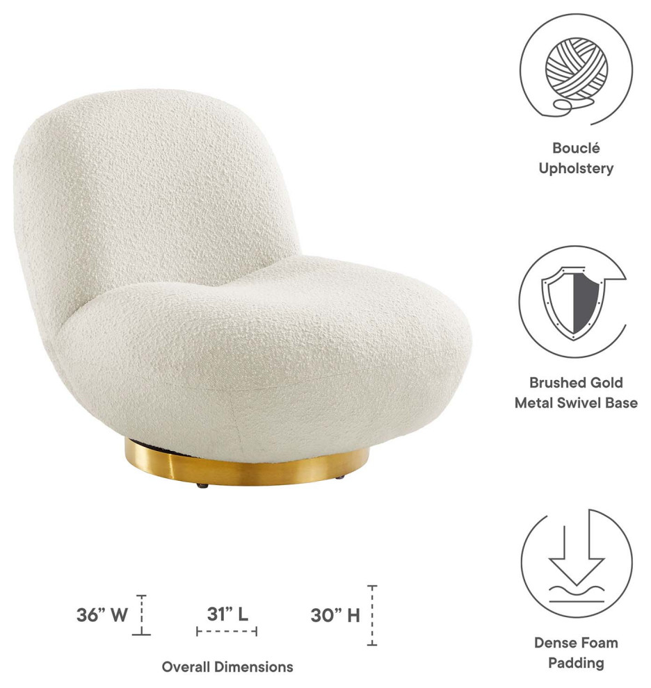 Swivel Accent Chair  Gold Ivory  Fabric  Modern  Lounge Cafe Hotel Hospitality   Contemporary   Armchairs And Accent Chairs   by House Bound  Houzz