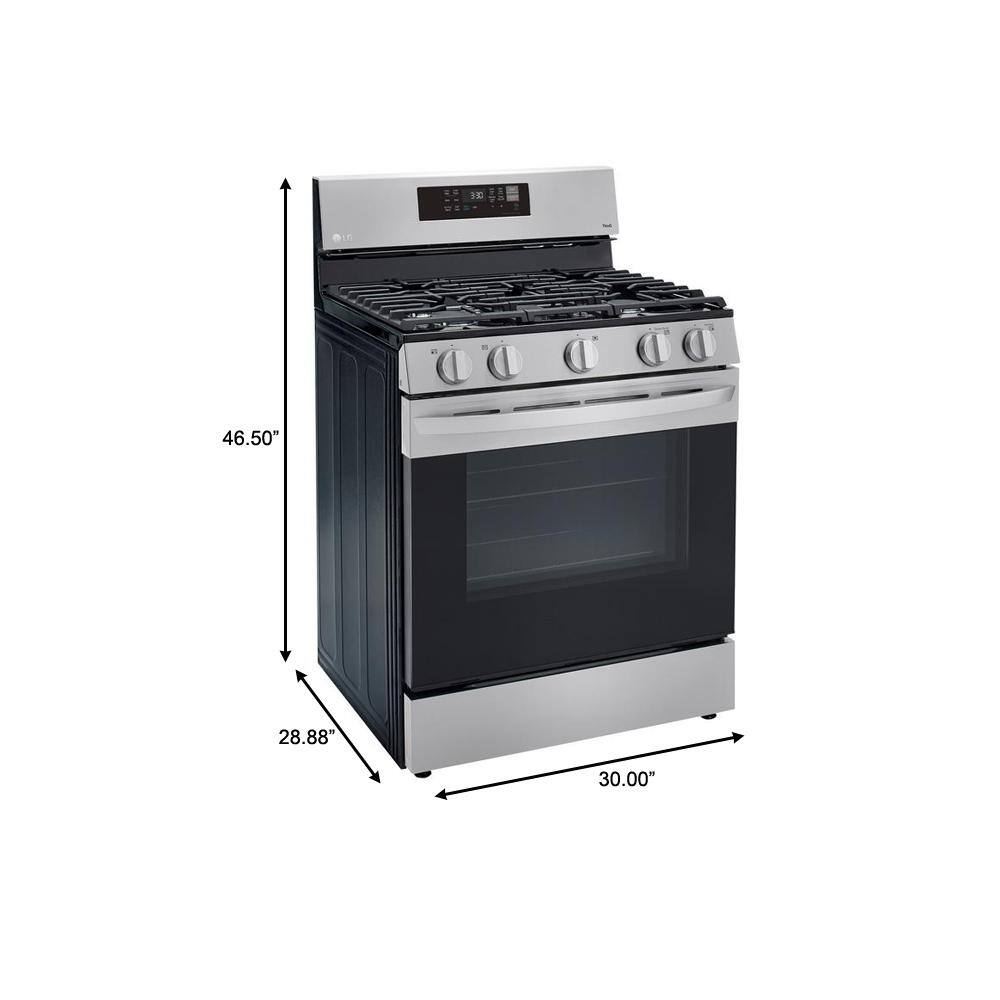 LG 5.8 cu. ft. Smart Wi-Fi Enabled Fan Convection Gas Single Oven Range with AirFry and EasyClean in Stainless Steel LRGL5823S