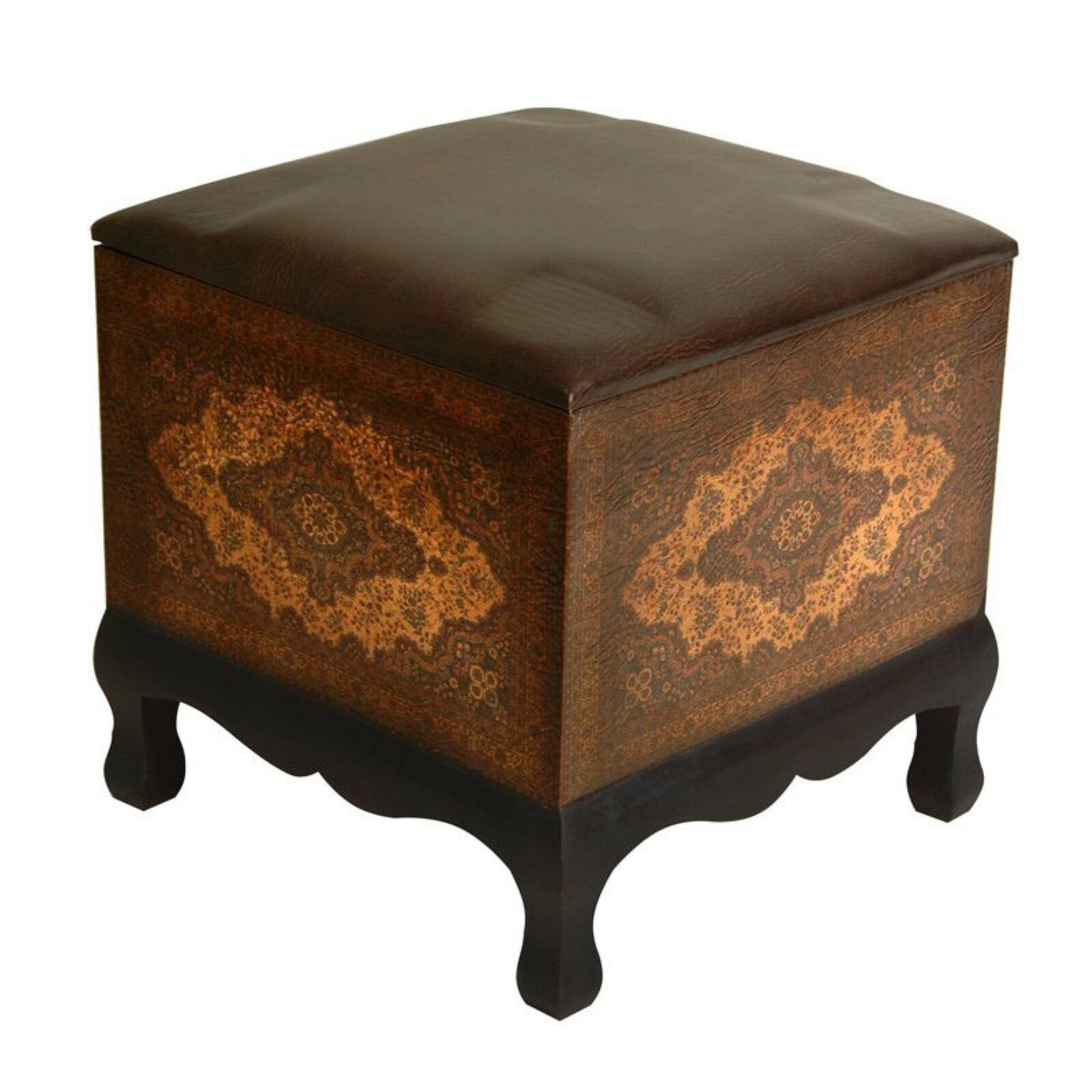 Oriental Furniture Olde-Worlde Baroque Ottoman/Stool, foot stool, European style, living room décor, bedroom décor, 16.00"H