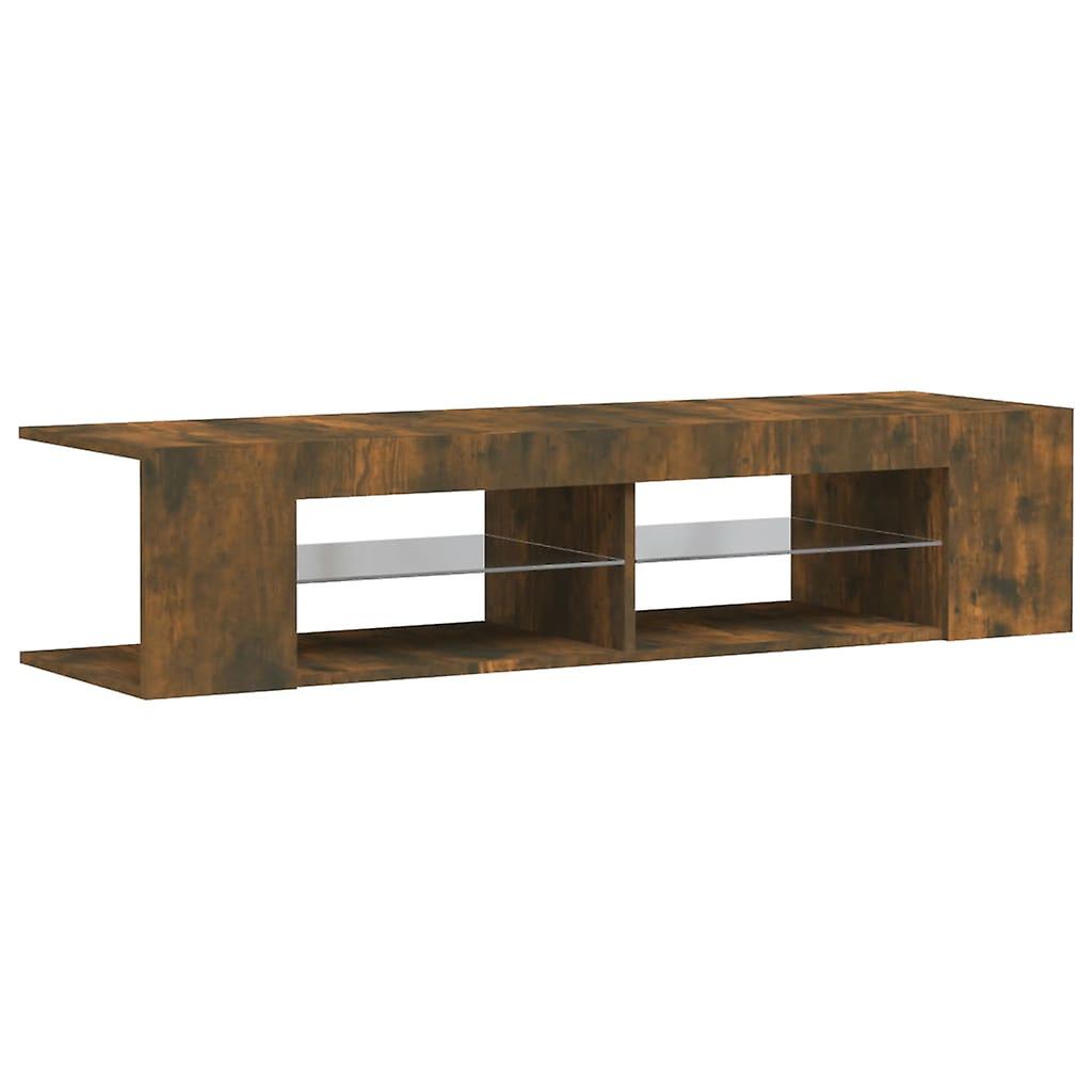 Tv Cabinet With Led Lights Smoked Oak 135x39x30 Cm