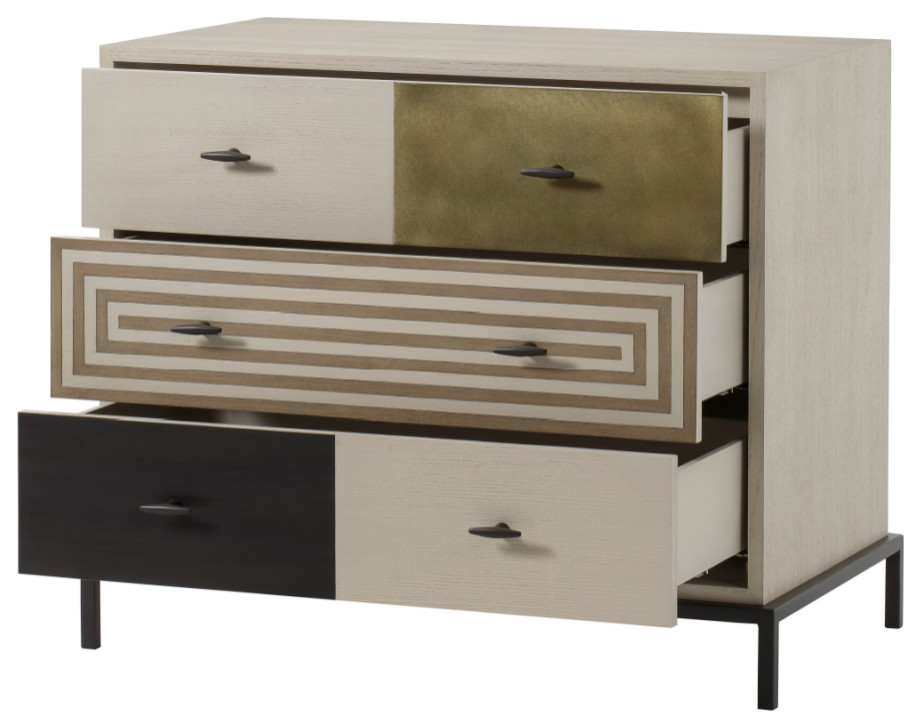 Burnished Brass Three Drawer Chest  Andrew Martin Maria   Transitional   Accent Chests And Cabinets   by Oroa   Distinctive Furniture  Houzz