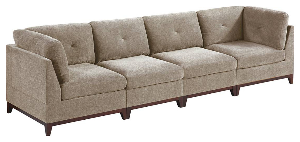 Salonika 4 Piece Modular Straight Sofa Set Upholstered  Camel Chenille   Transitional   Sectional Sofas   by Hollywood Decor  Houzz