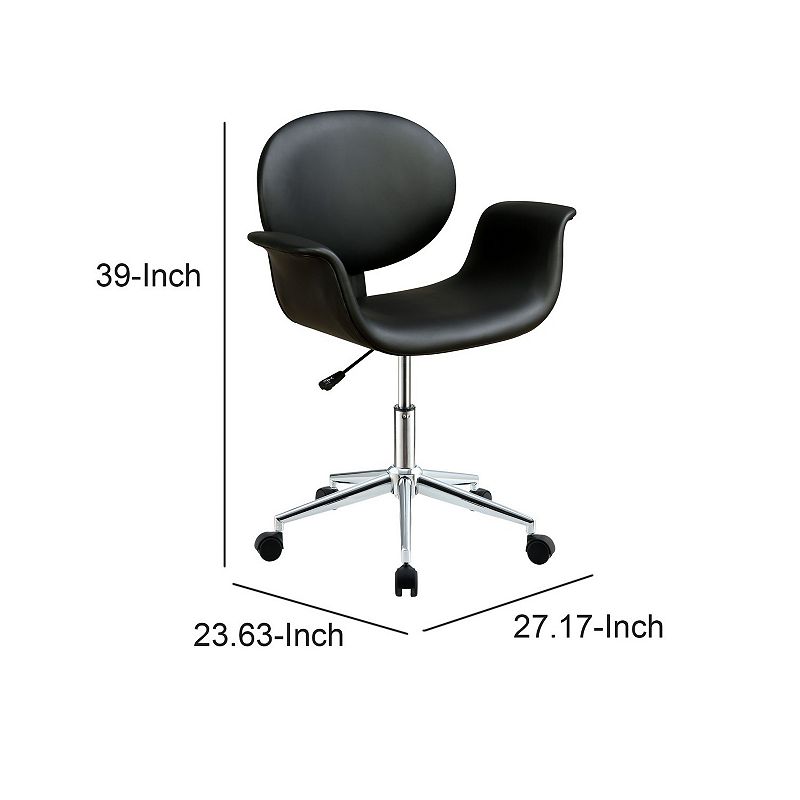 Metal and Wooden Office Arm Chair， Black